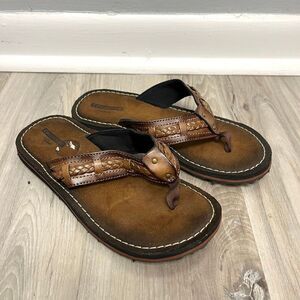 Clarks Sandals Women's 6 Fenner Nerice Brown Braided Faux Leather Thong Flip Flo